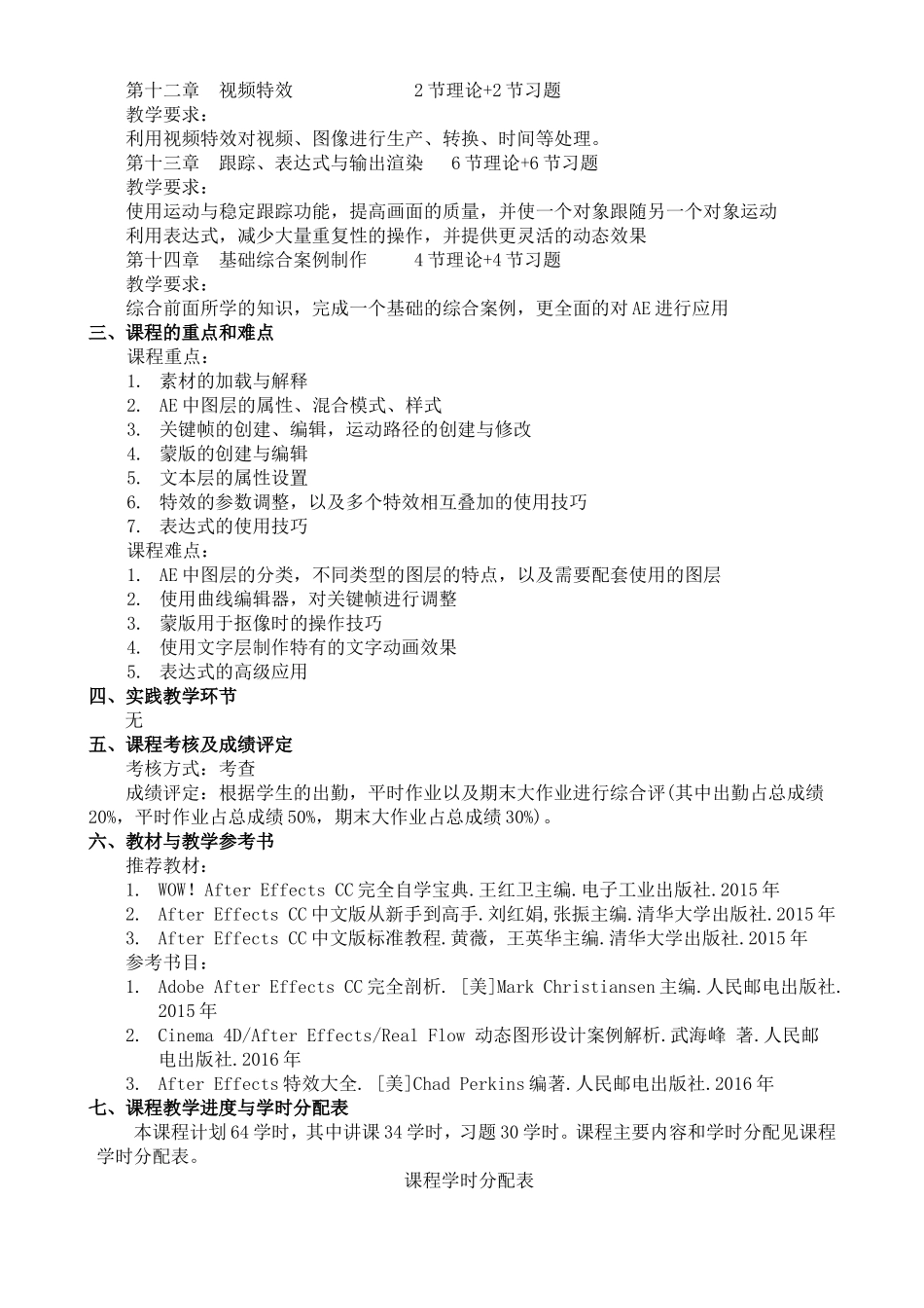 《影视特效及后期制作》课程教学大纲_第2页
