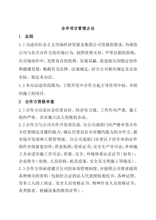 合作项目管理办法