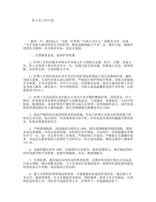 护士长工作计划