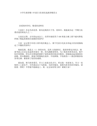 小学生演讲稿-少先队大队委竞选演讲稿范文