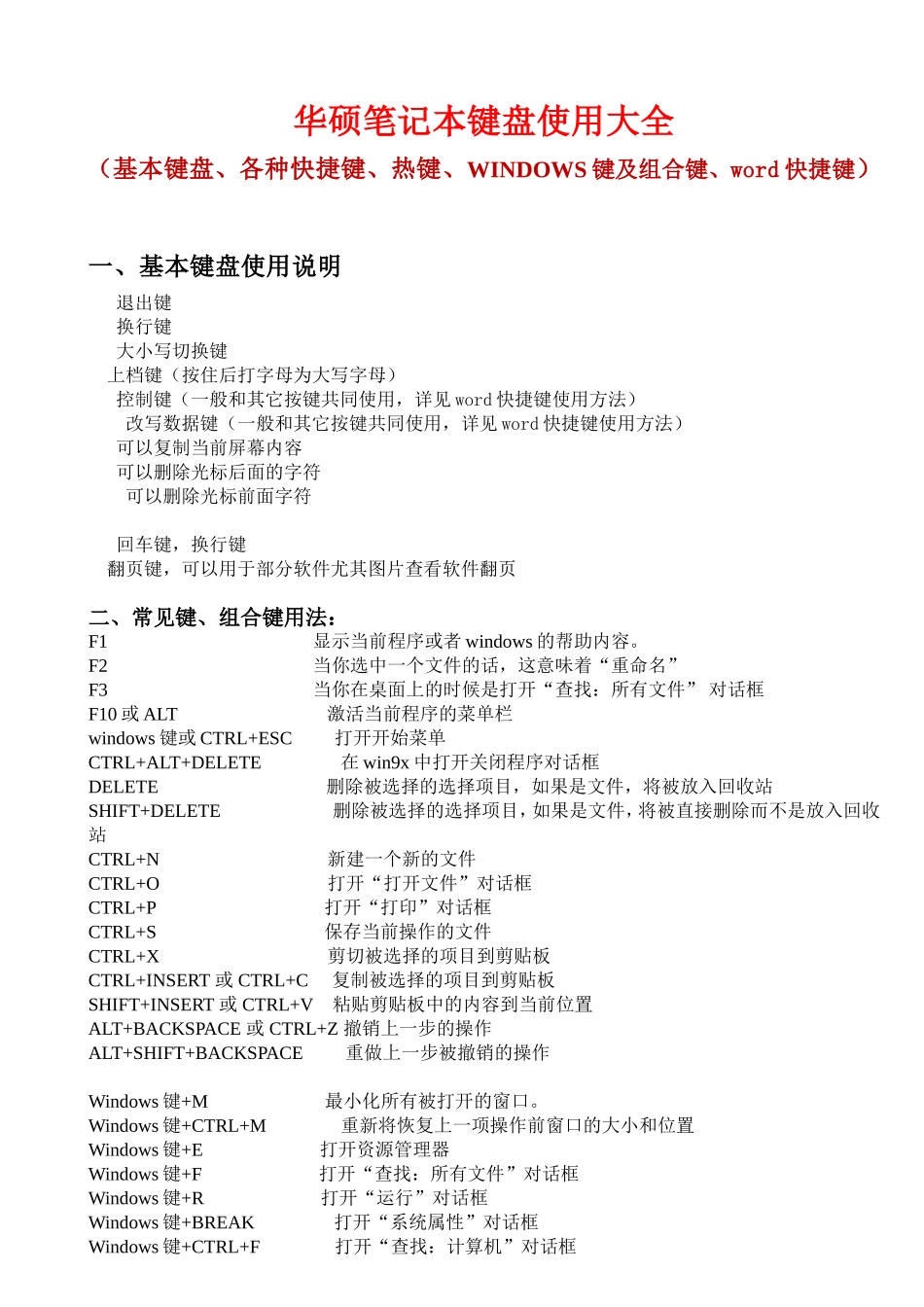 华硕笔记本键盘使用大全_第1页