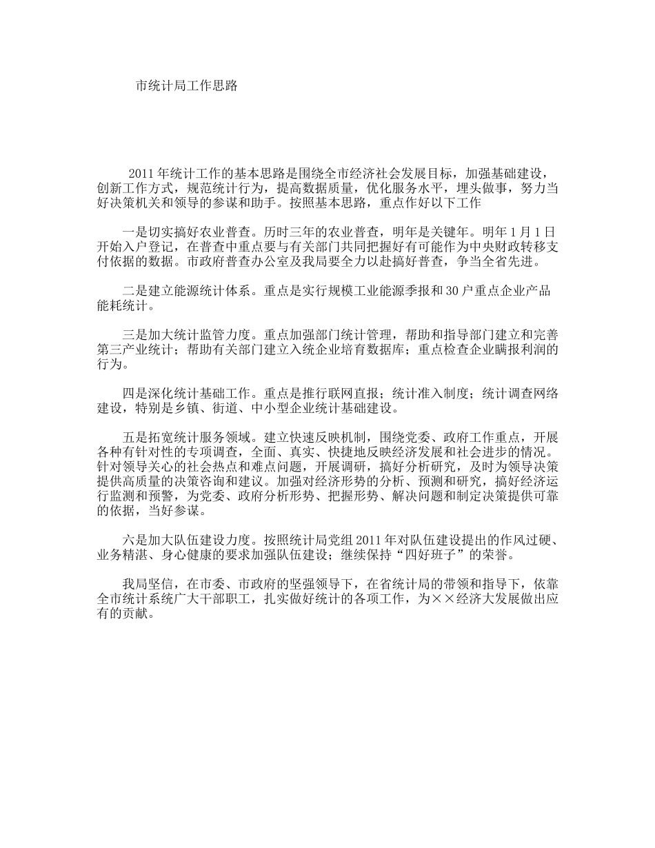 市统计局工作思路_第1页