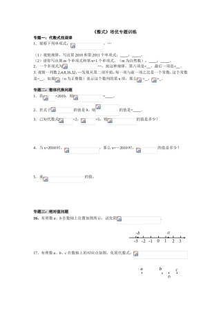 《整式》培优专题训练