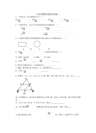 七年级期末强化训练测试题
