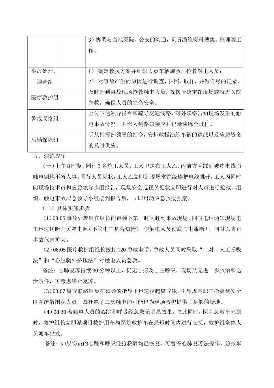 梁场触电事故应急预案演练方案_第2页