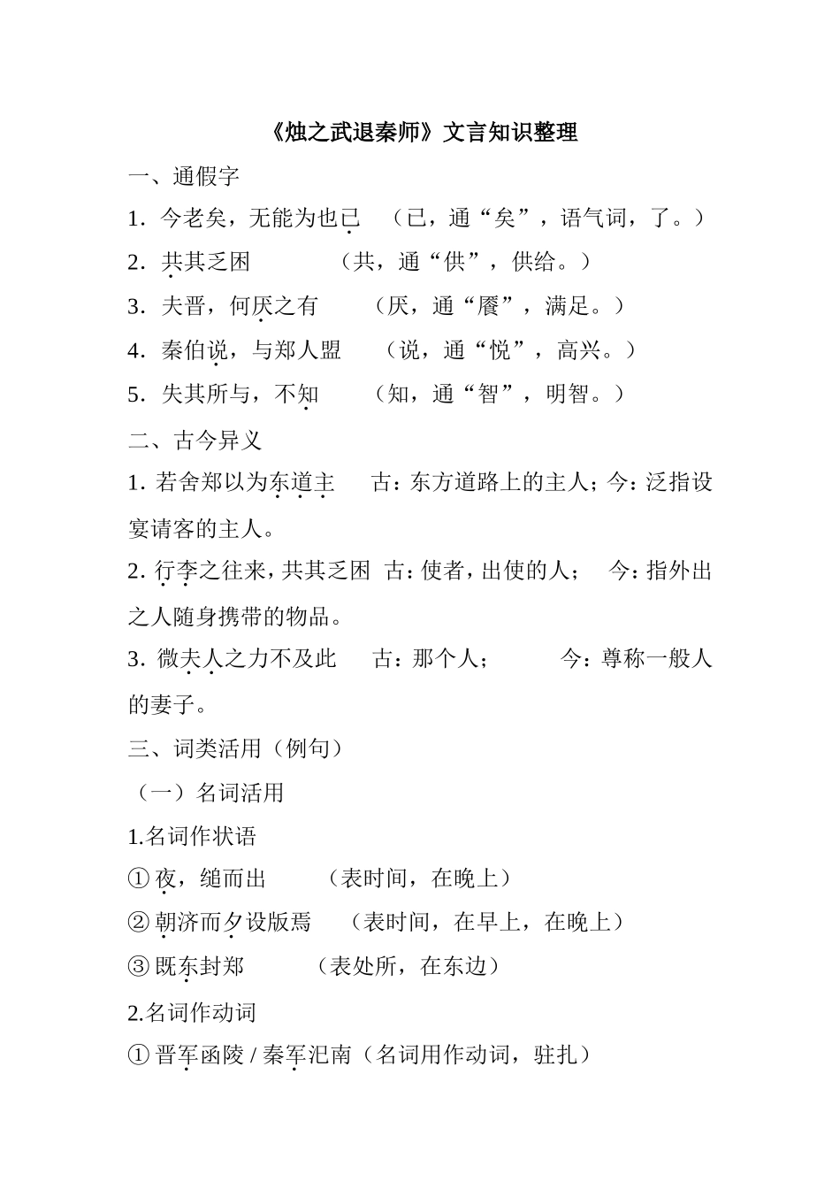 《烛之武退秦师》文言知识整理_第1页