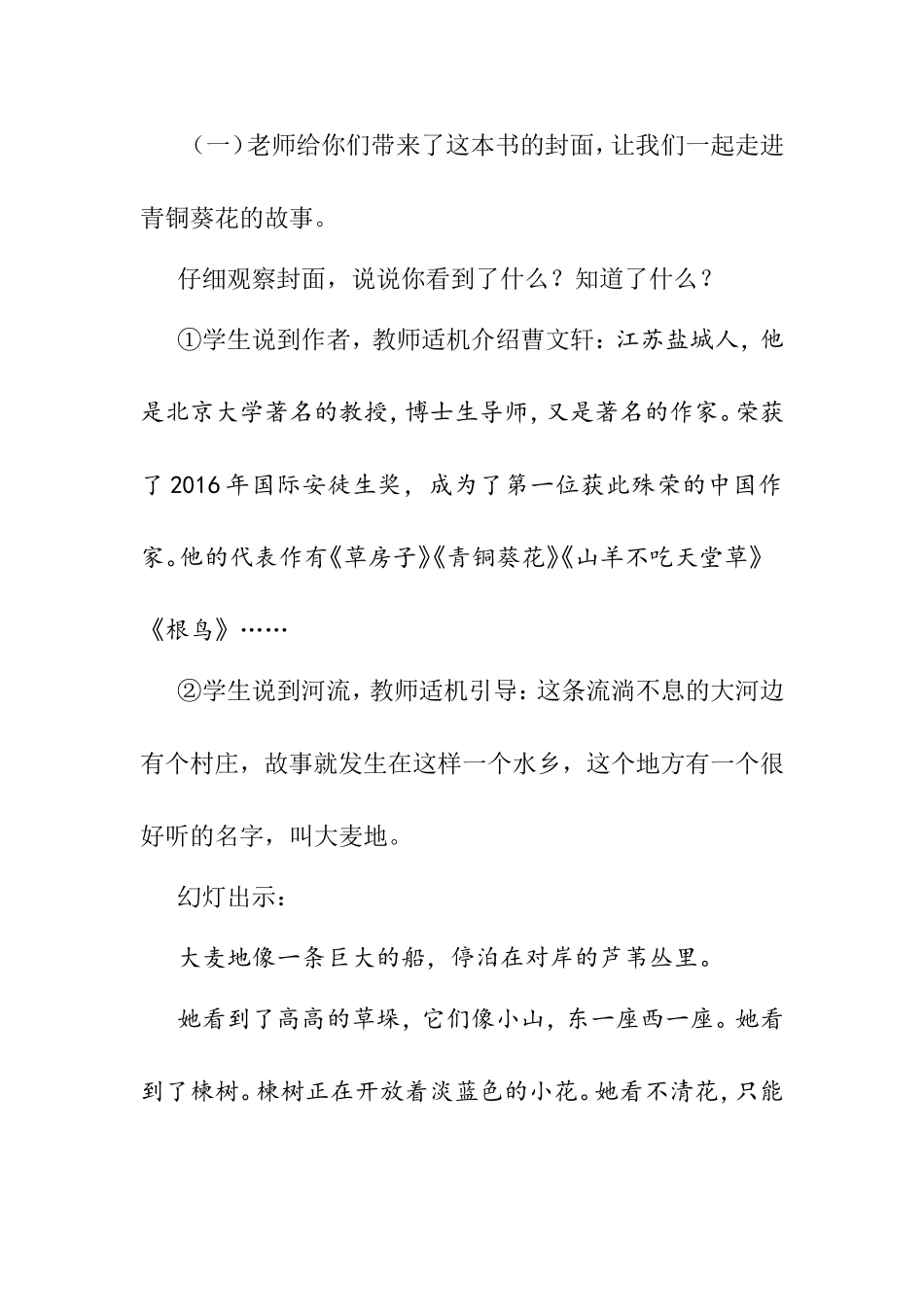 《青铜葵花》推荐课教学设计_第2页