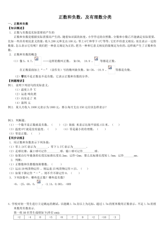 正数和负数，及有理数分类