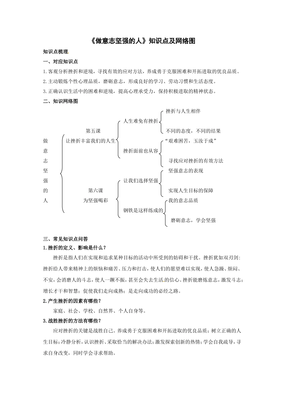 《做意志坚强的人》知识点及网络图_第1页