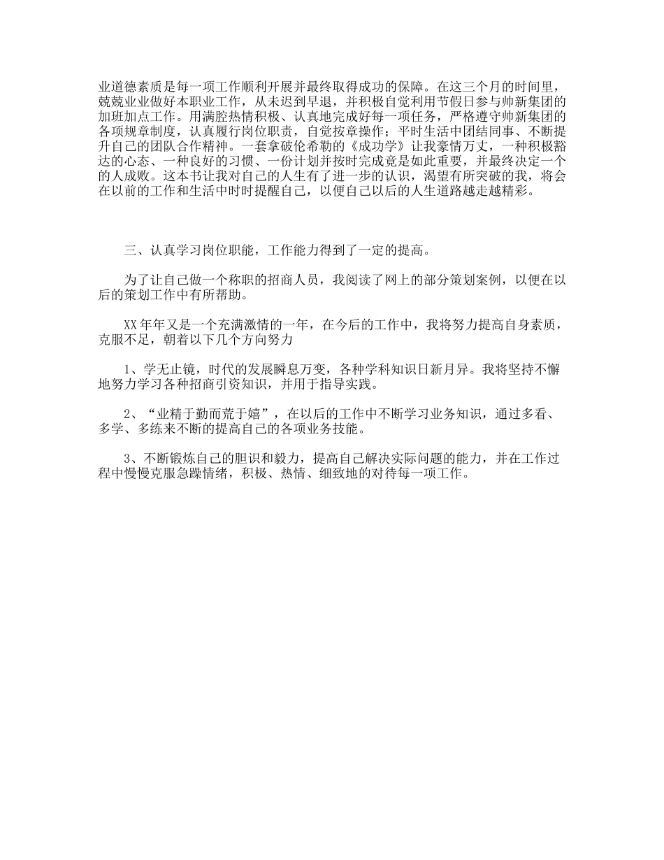 集团招商人员试用期工作总结_第2页