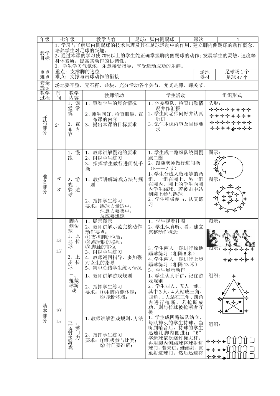足球：脚内侧踢球 教学设计_第3页
