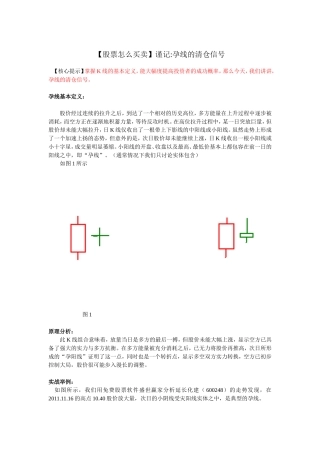【股票怎么买卖】谨记孕线的清仓信号