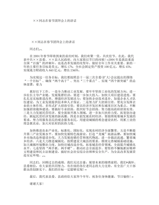 同志在春节团拜会上的讲话