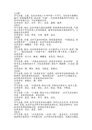全年二十四节气知识点汇总