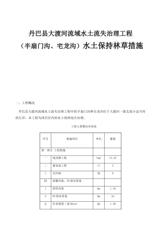 县大渡河流域水土流失治理工程（半扇门沟、宅龙沟）水土保持林草措施