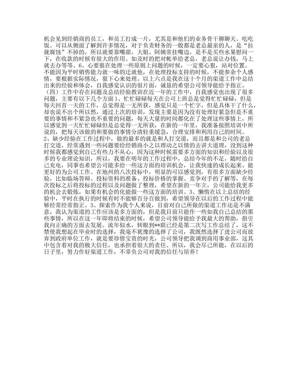 销售渠道业务代表终工作总结_第2页