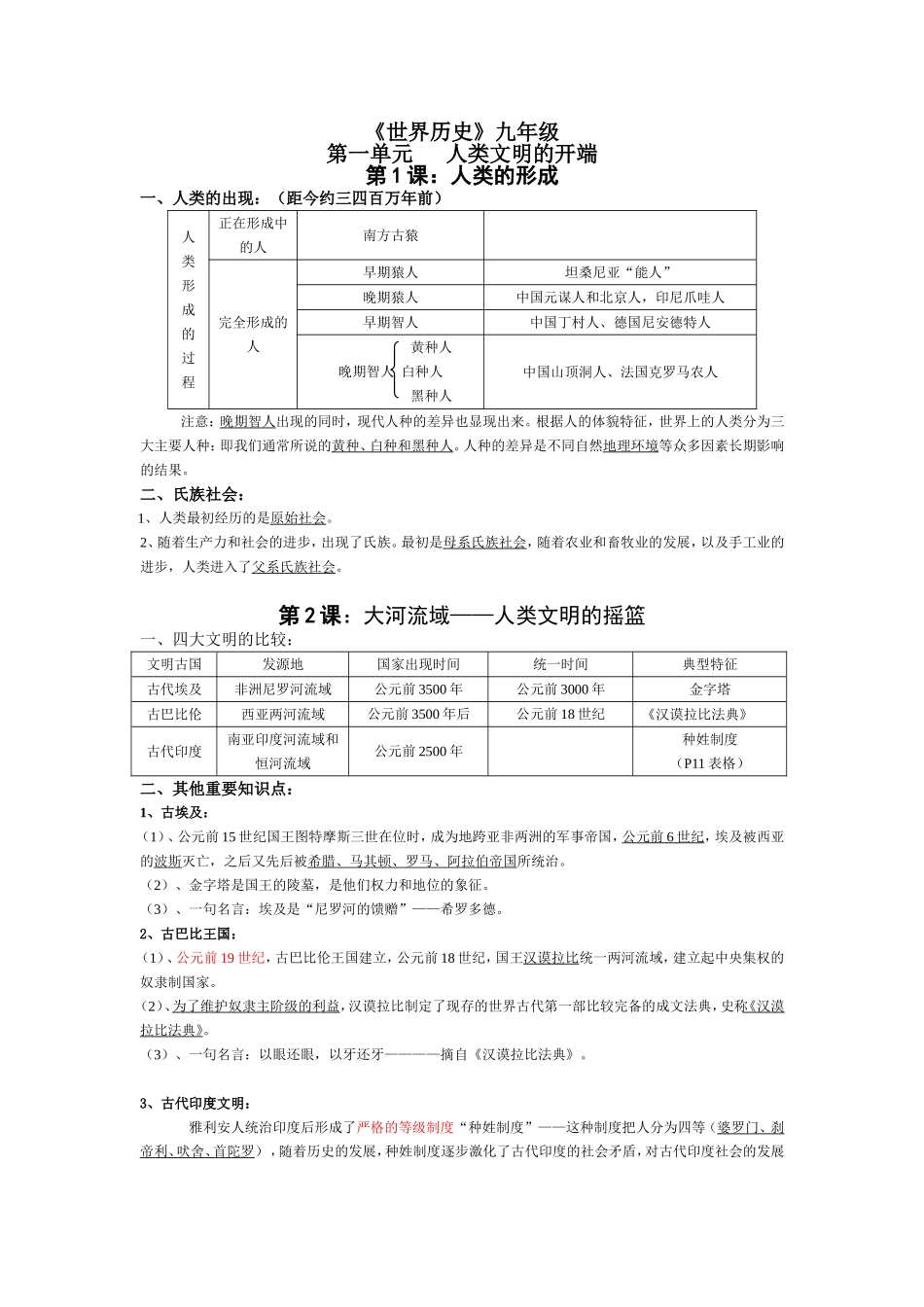 《世界历史》九年级教学知识点梳理汇总_第1页
