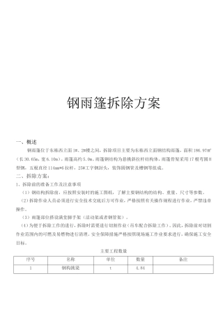 钢雨篷拆除方案