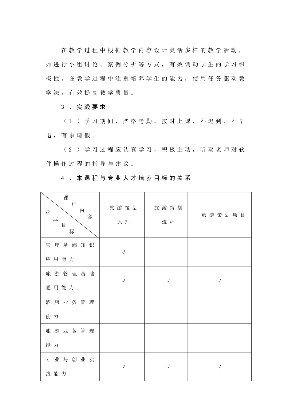 旅游管理专业《旅游策划实务》课程大纲_第3页