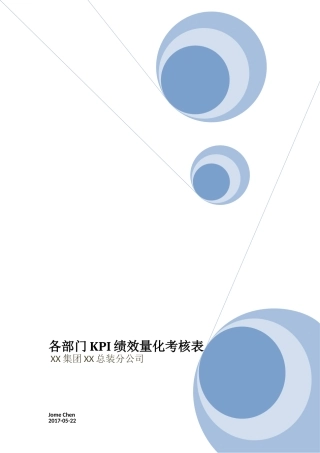 集团XX总装分公司各部门KPI绩效量化考核表