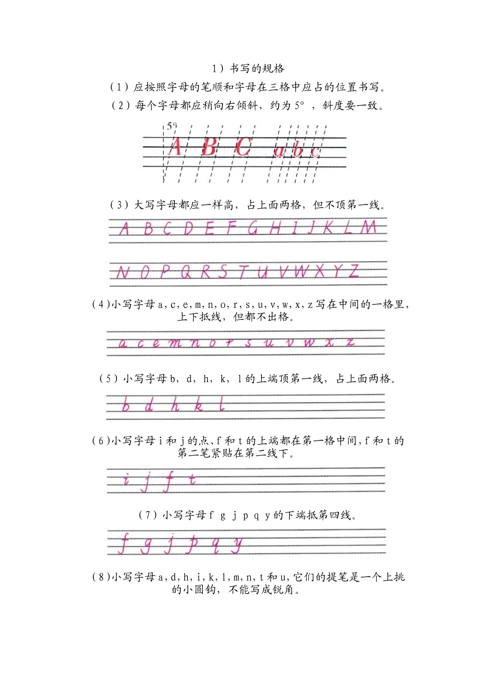 英语字母书写的规格_第1页