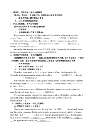 英语作文万能模板：阐述主题题型