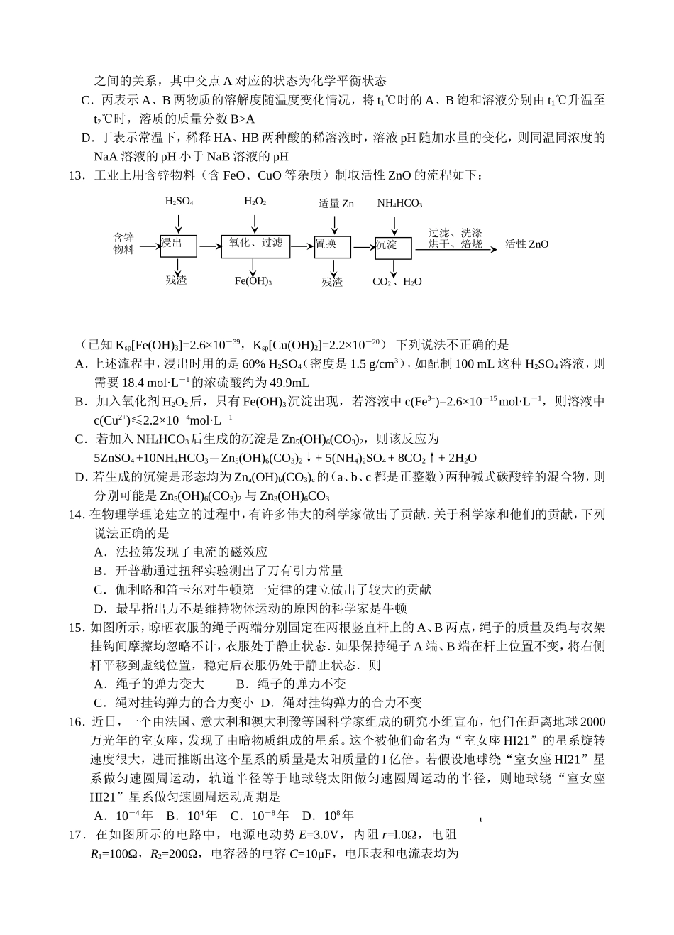 理科综合能力测试卷_第3页