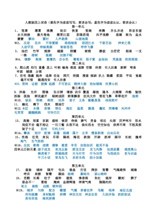 人教版四上词语（黑色字为读读写写，要求会写；蓝色字为读读认认，要求会认）