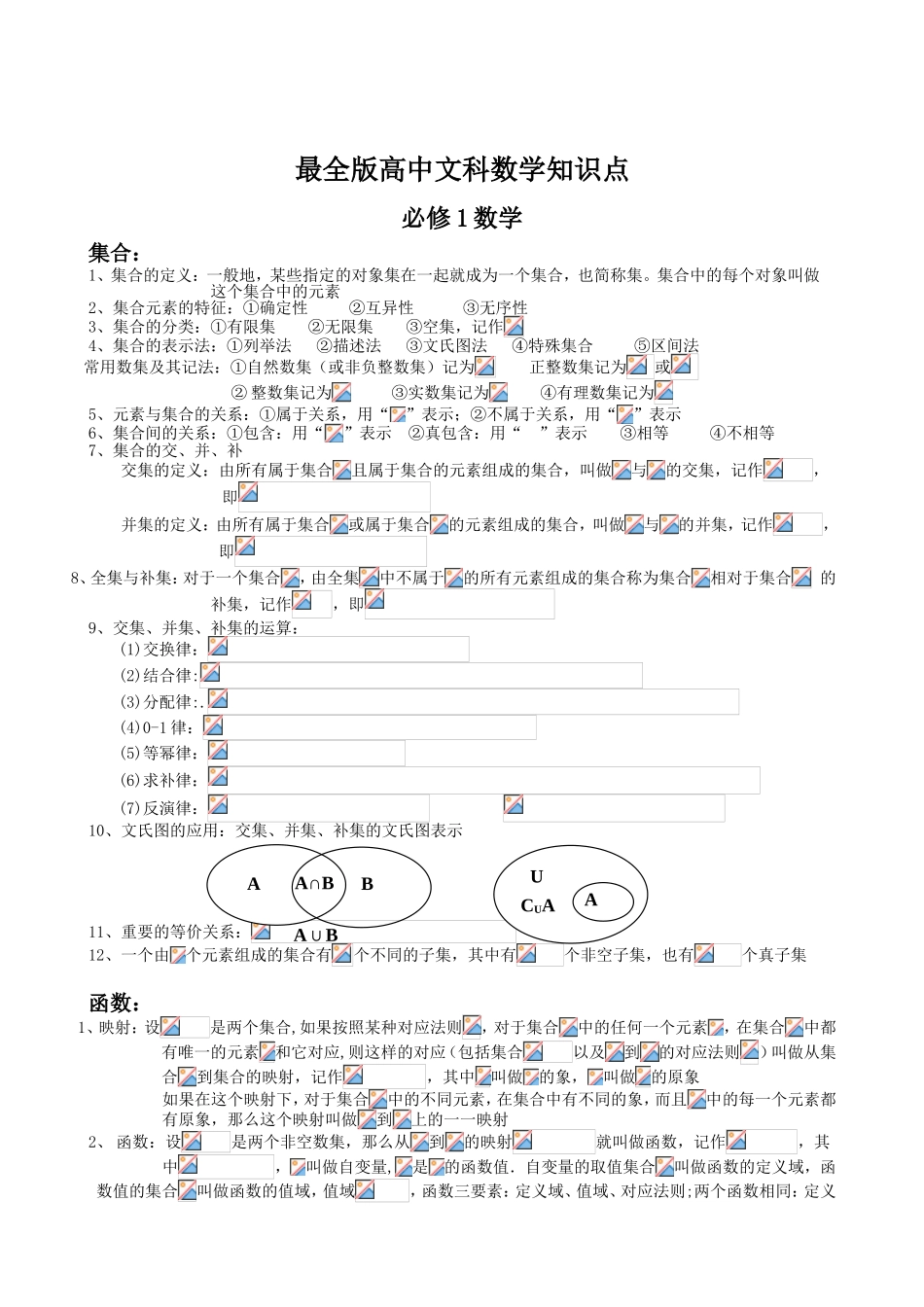 最全版高中文科数学知识点_第1页