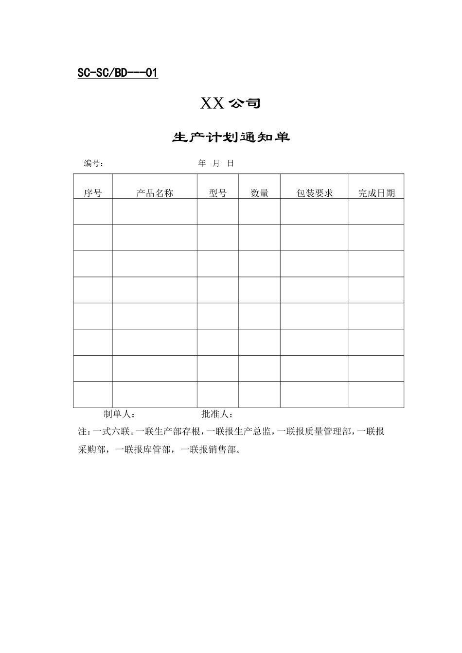 XX公司生产计划变更通知单_第2页