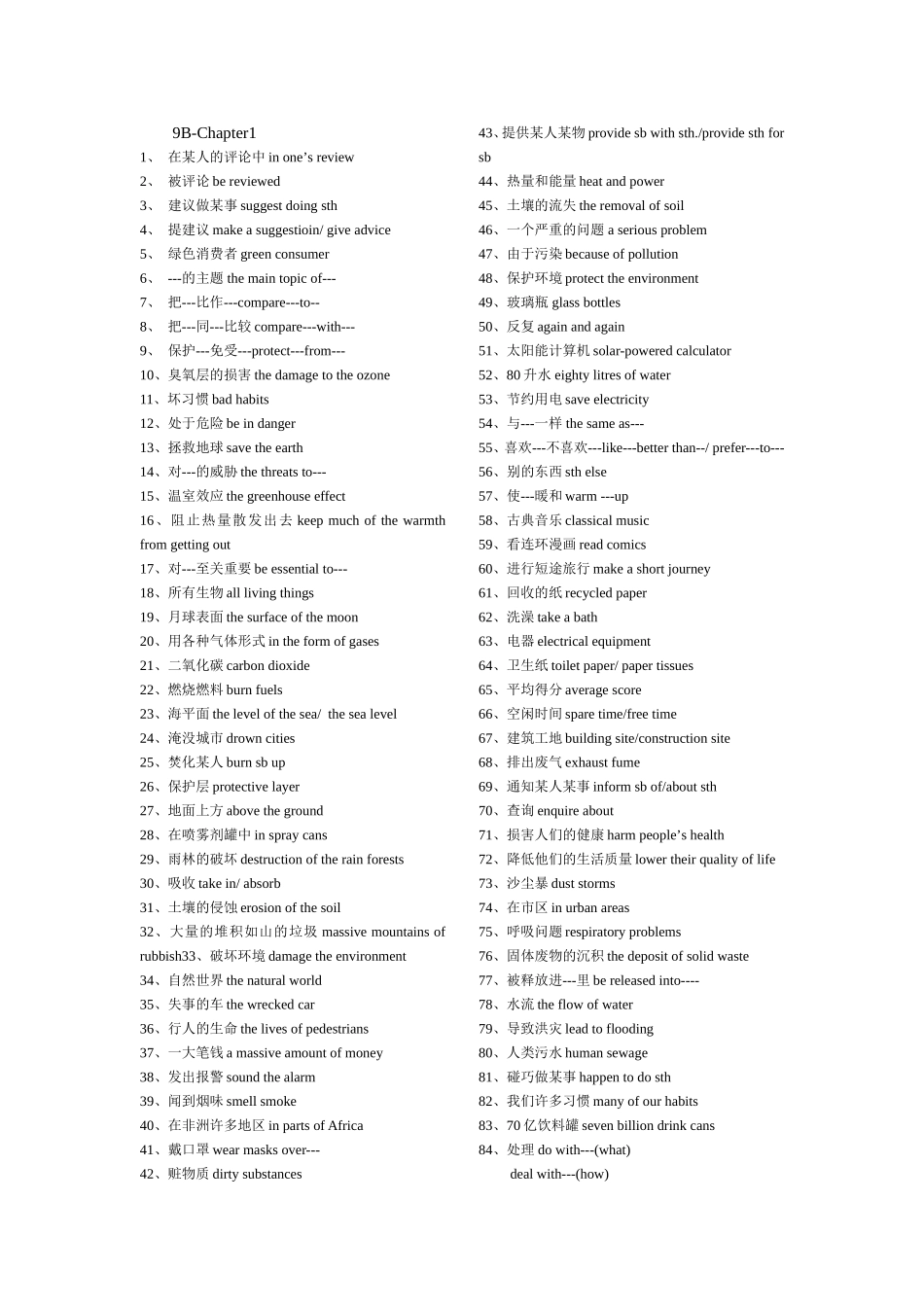 9B-Chapter1全册英语短语汇总_第1页