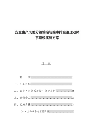 安全生产风险分级管控与隐患排查治理双体系建设实施方案