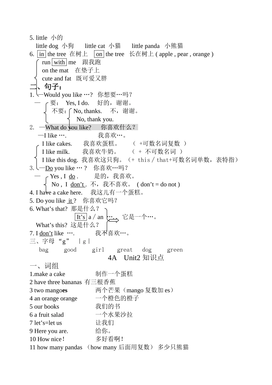4A 英语全册知识点_第3页
