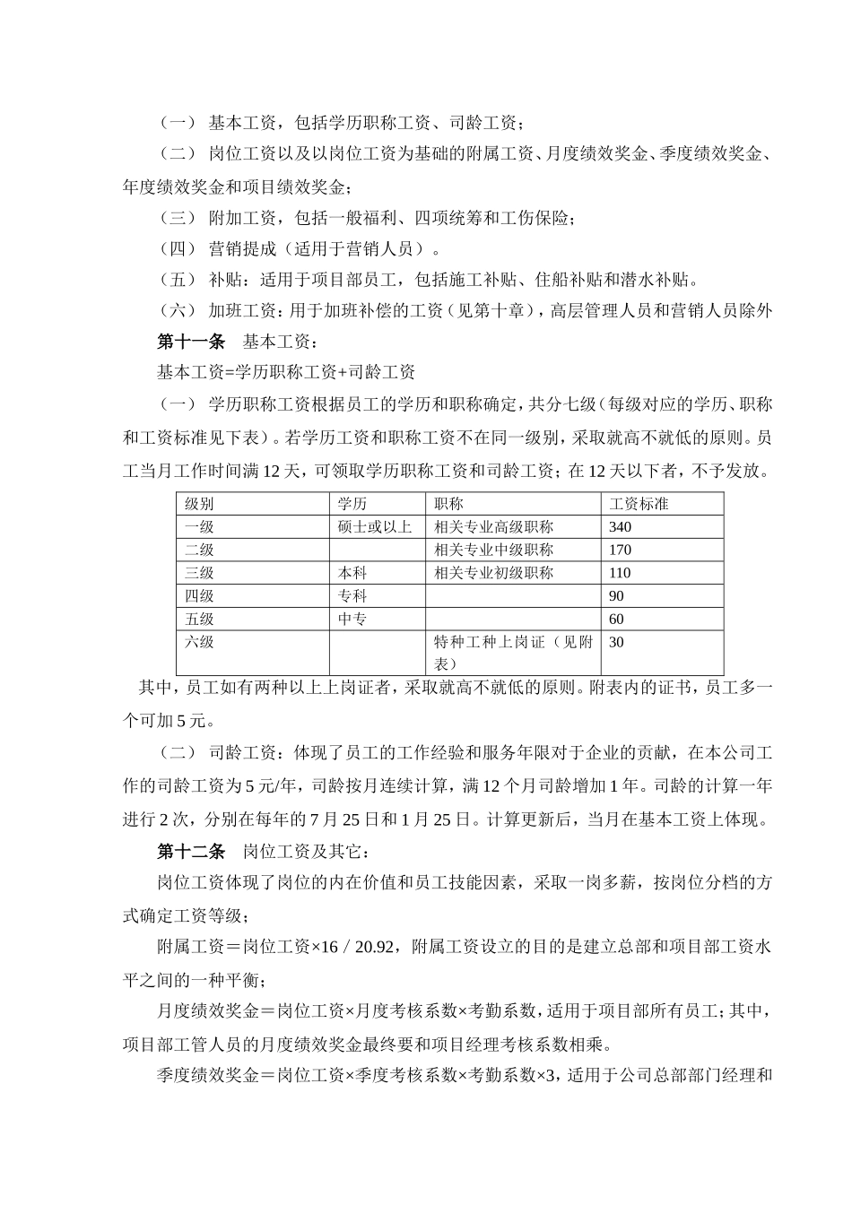 创新港湾工程有限公司薪酬体系设计方案_第3页