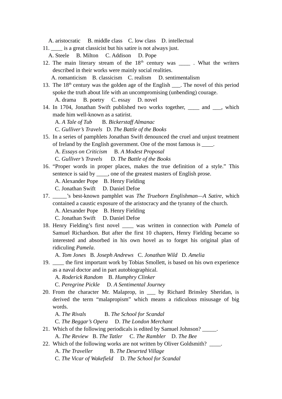 Part Four  The English Century 英语测试练习题_第2页