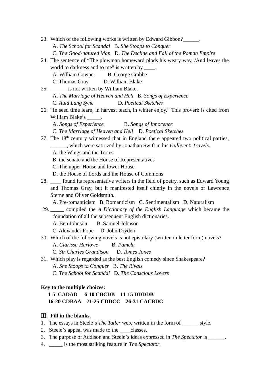 Part Four  The English Century 英语测试练习题_第3页