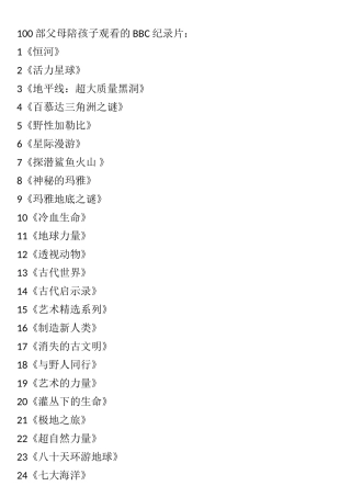 100部父母陪孩子观看的BBC纪录片：