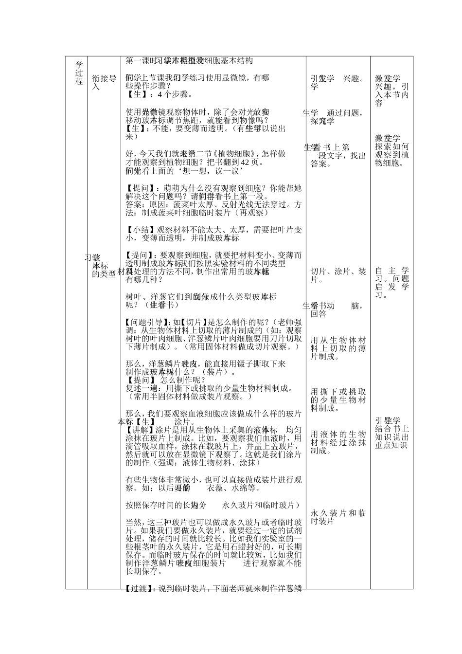 第二单元  生物体的结构层次 教学设计_第2页
