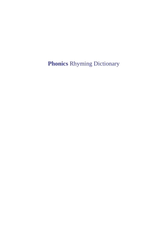 Phonics Rhyming Dictionary知识点梳理汇总