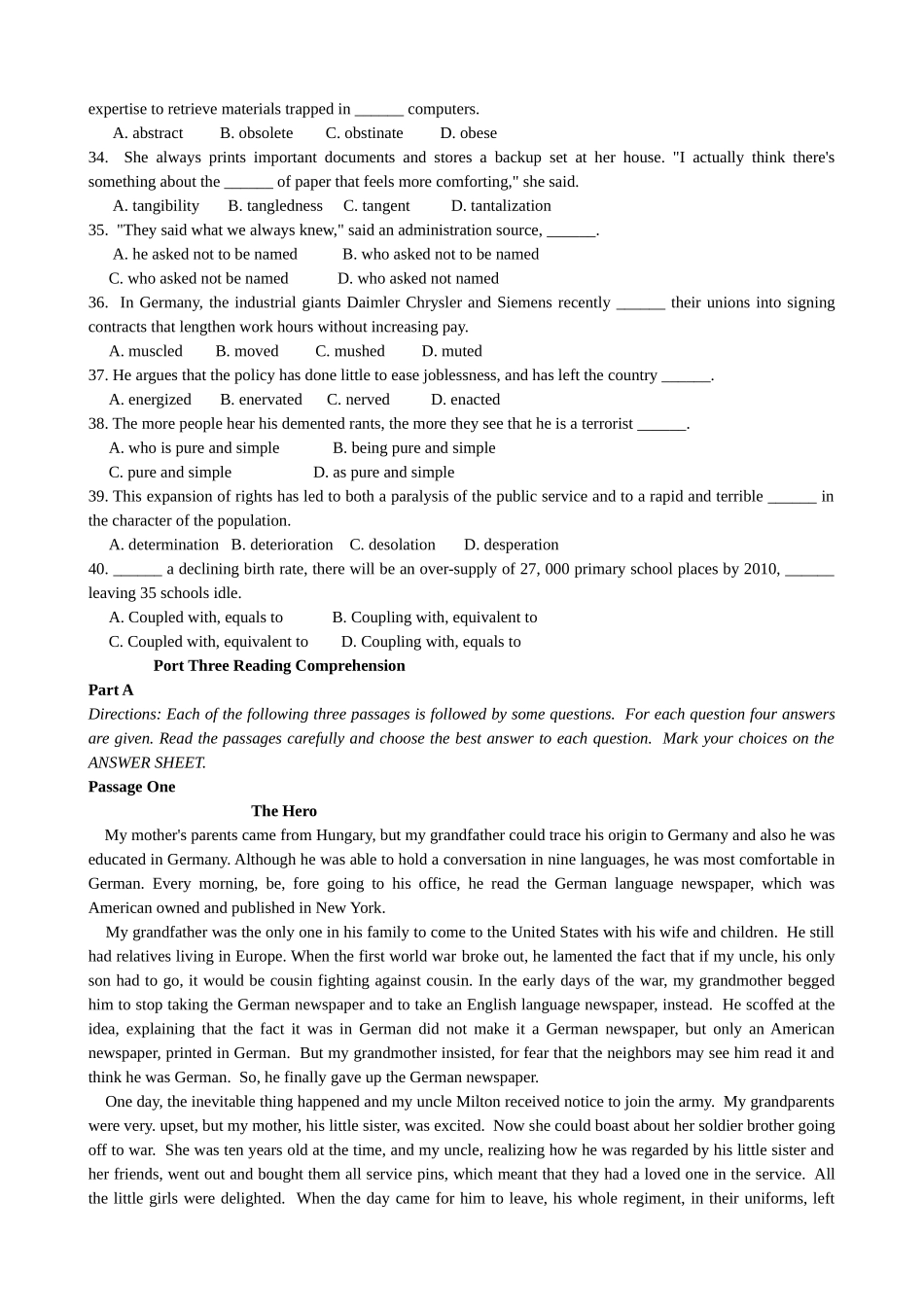 北京大学英语测试题_第2页