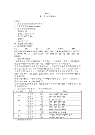第一章Unit1~Unit8 英语初学者知识点梳理汇总