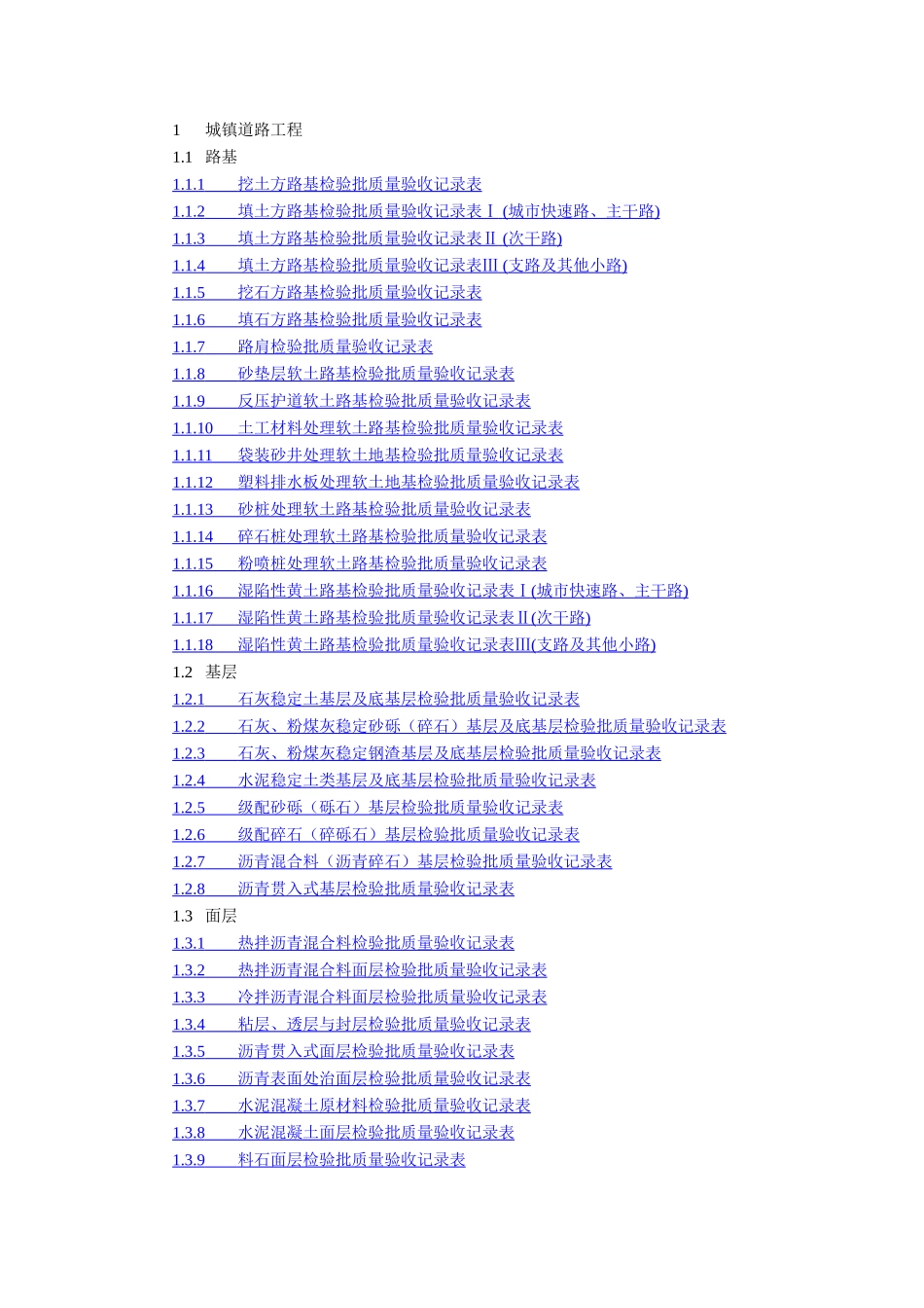 城镇道路工程建设验收表梳理汇总_第1页