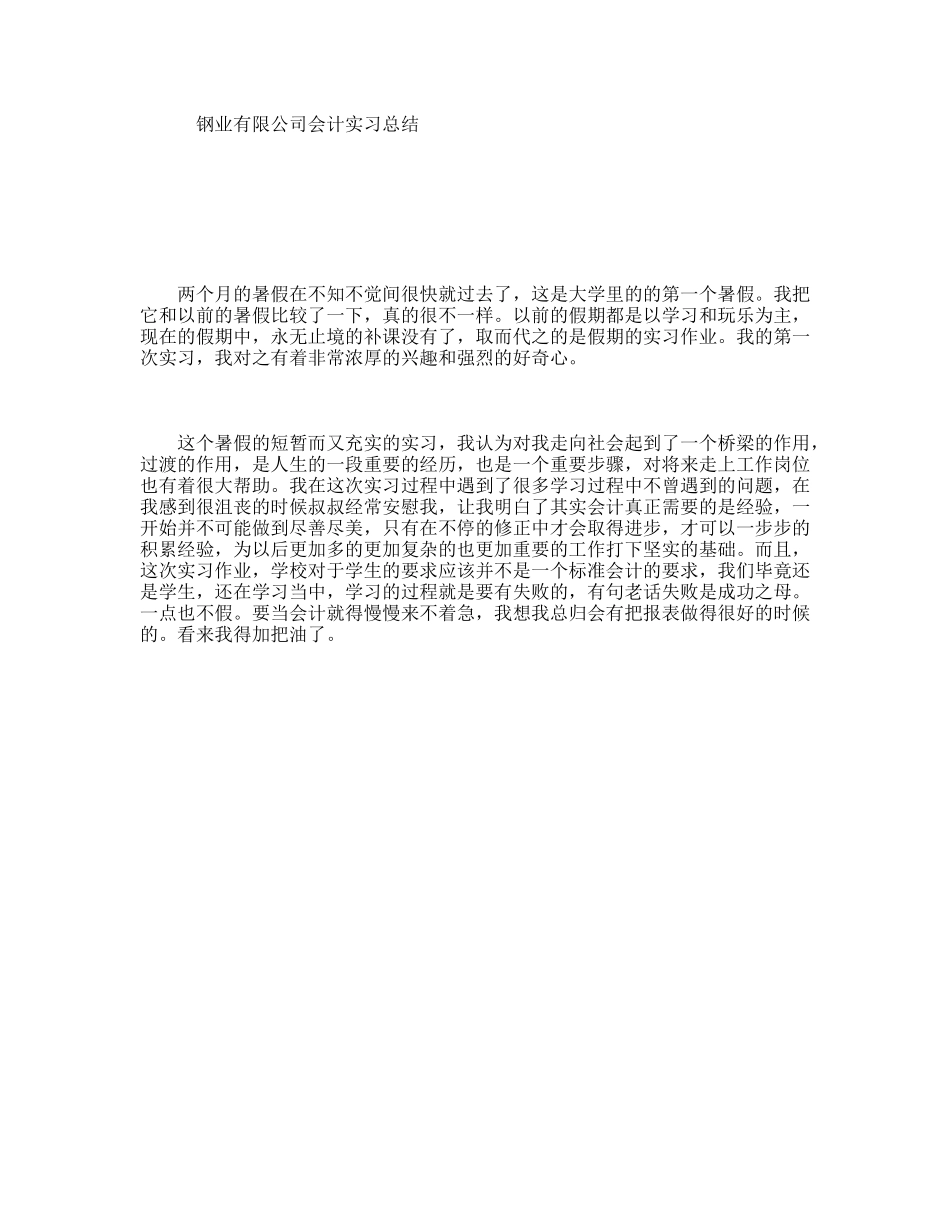 钢业有限公司会计实习总结_第1页