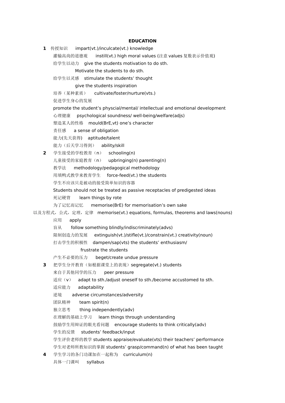 传授知识impart(vt.)inculcate(vt.)knowledge英语单词梳理汇总_第1页