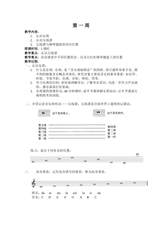 五线谱 认识教学设计