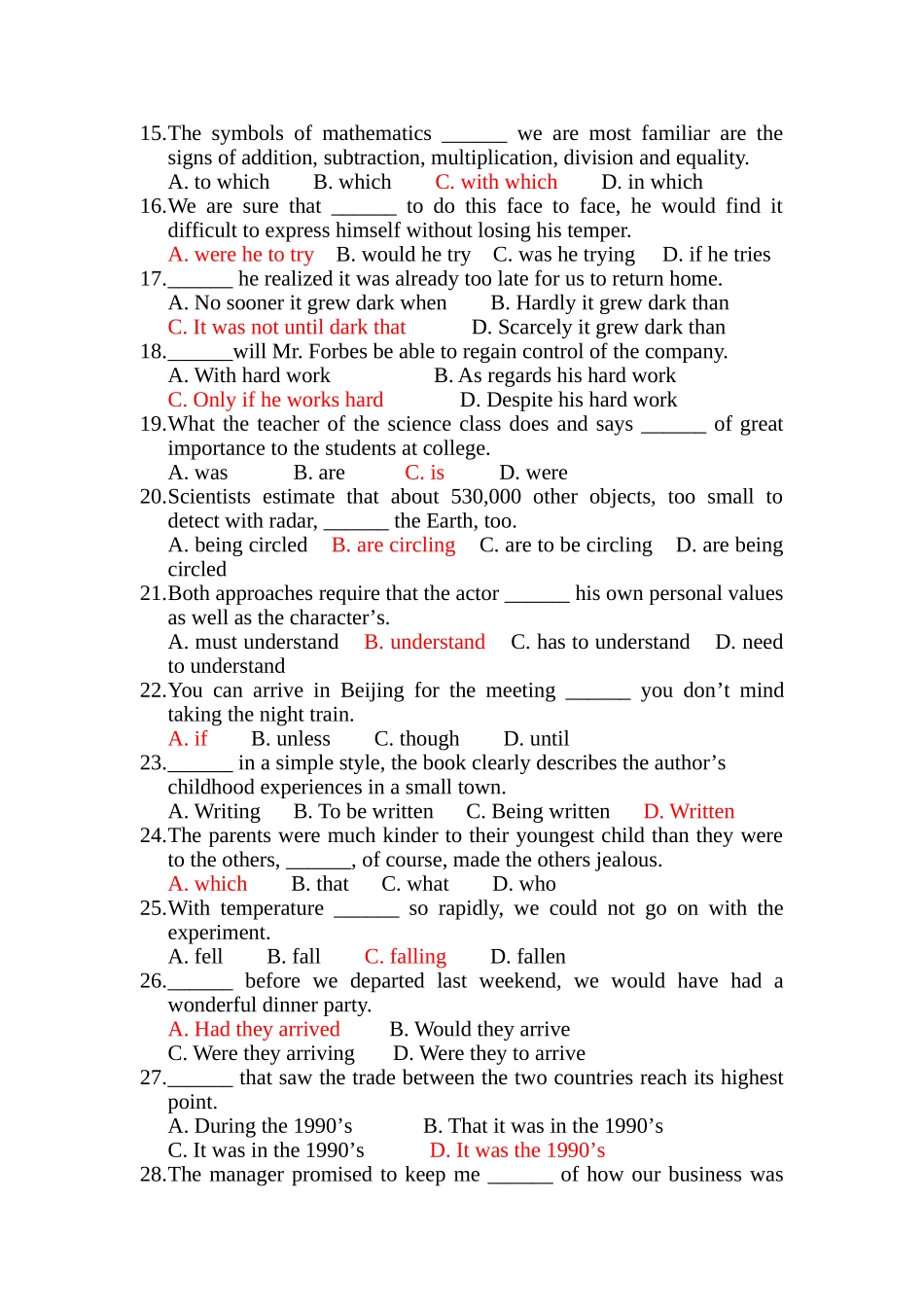 复旦大学金融硕士班英语语法练习100题_第2页