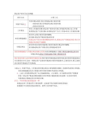 固定资产折旧方法及例题