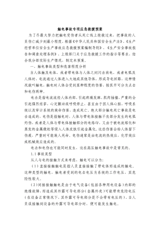 触电事故专项应急救援预案