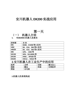 机器人系统工程有限公司安川机器人DX200实战应用