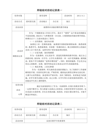 教师老师师徒结对活动记录